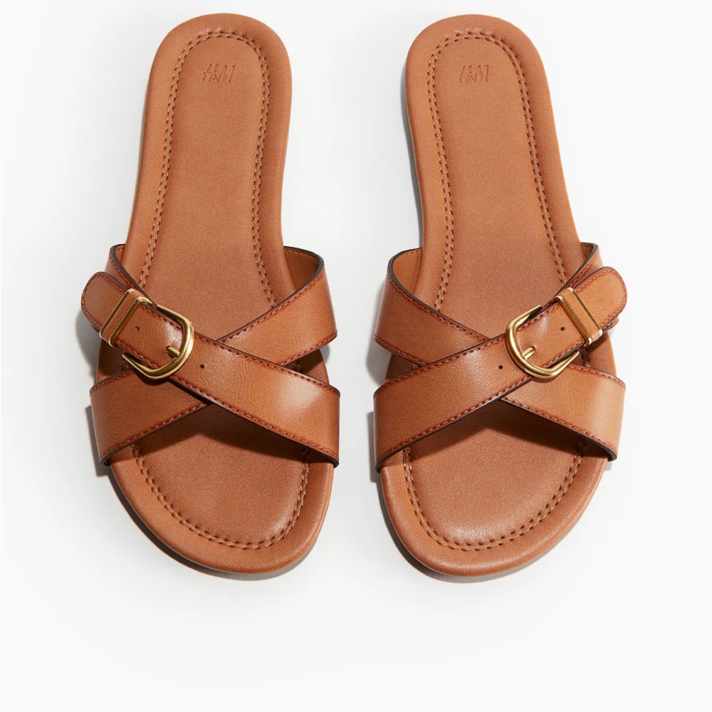 H&M LIGHT BROWN BUCKLE-DETAIL SANDALS